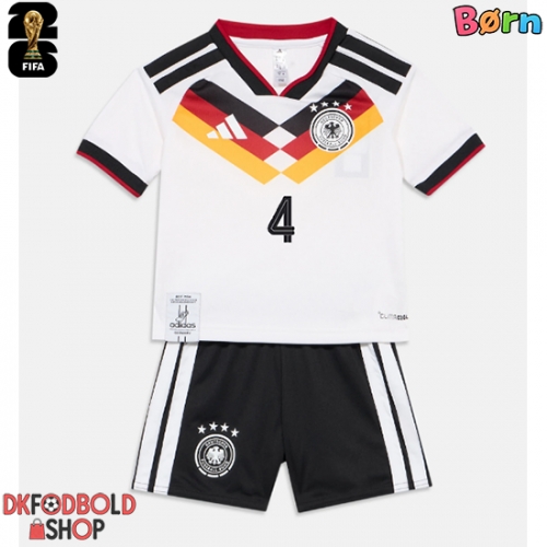 Tyskland Jonathan Tah #4 Hjemmebanesæt Børn VM 2026 Kort ærmer (+ korte bukser)